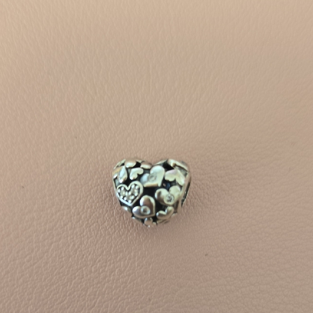 Pandora Silver Heart Charm with White Accents - Picture 5 of 5